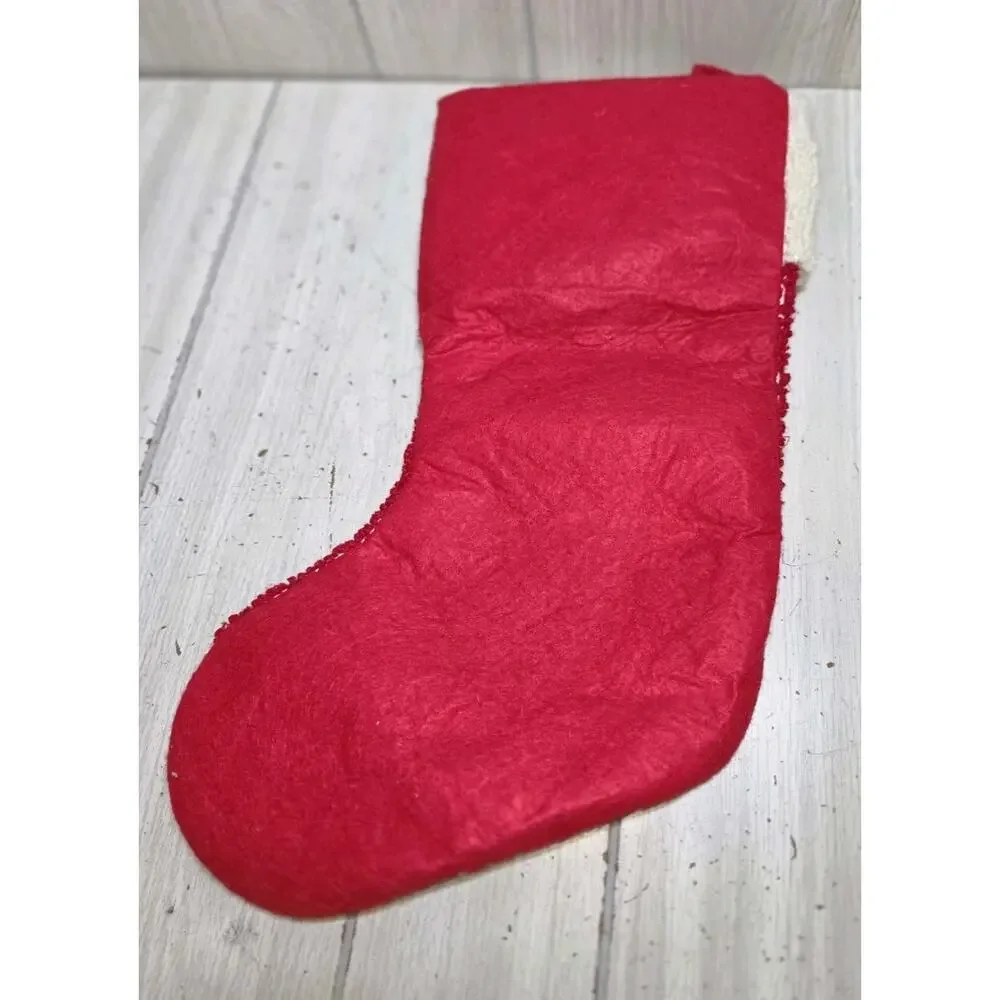 Vintage Dog Latch Hook Woof Christmas Stocking Black Lab Winter Scene Holiday